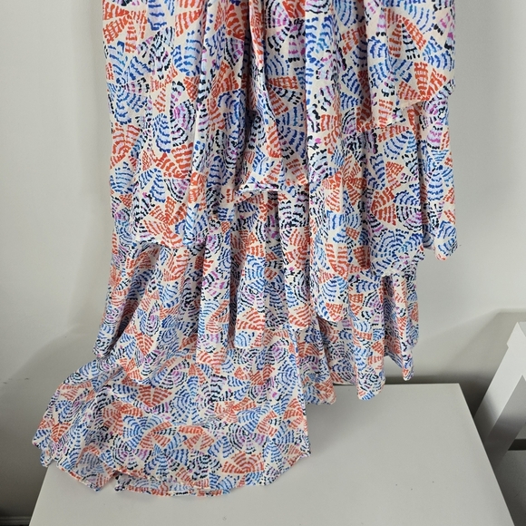 Willa Story Mia Ruffled Tiered Asymmetrical Halter Midi Sundress XS Euro Summer - Picture 2 of 14